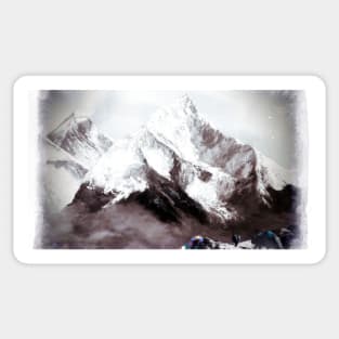 Panoramic View Of Everest Mountain Painting Sticker